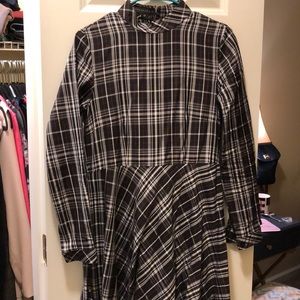 Plaid long sleeve maxi dress